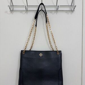 Tory Burch Marsden Swingpack Crossbody | Black Shoulder Bag with Gold Chain
